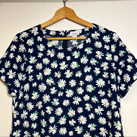 Old Navy Daisy Floral Print Short Sleeve A Line Shift Dress SZ M - Picture 5 of 8